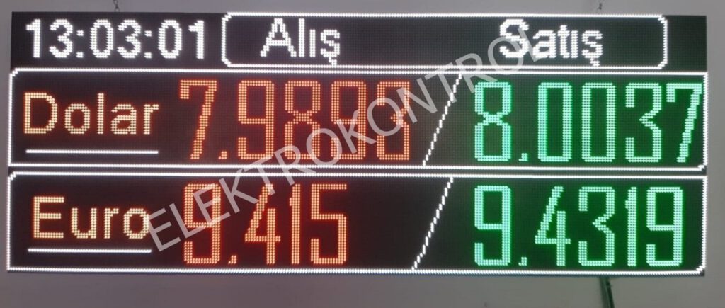 48 cm x 128 cm 5 Piksel Döviz Panosu
