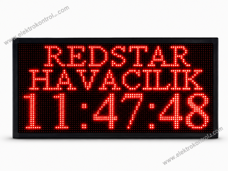 48cm x 96 cm Telefon Kontrollü LED Saat Tarih Derece Nem Mesaj Panosu | Elektrokontrol